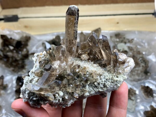 Top Quality Natural Smokey Quartz Matrix Specimens Lot from Skardu Shigar, Pakistan