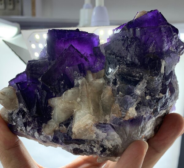 Rare Cubic Fluorite with Dogtooth Calcite Cabinet Specimen from Balochistan, Pakistan - luminexspecimen